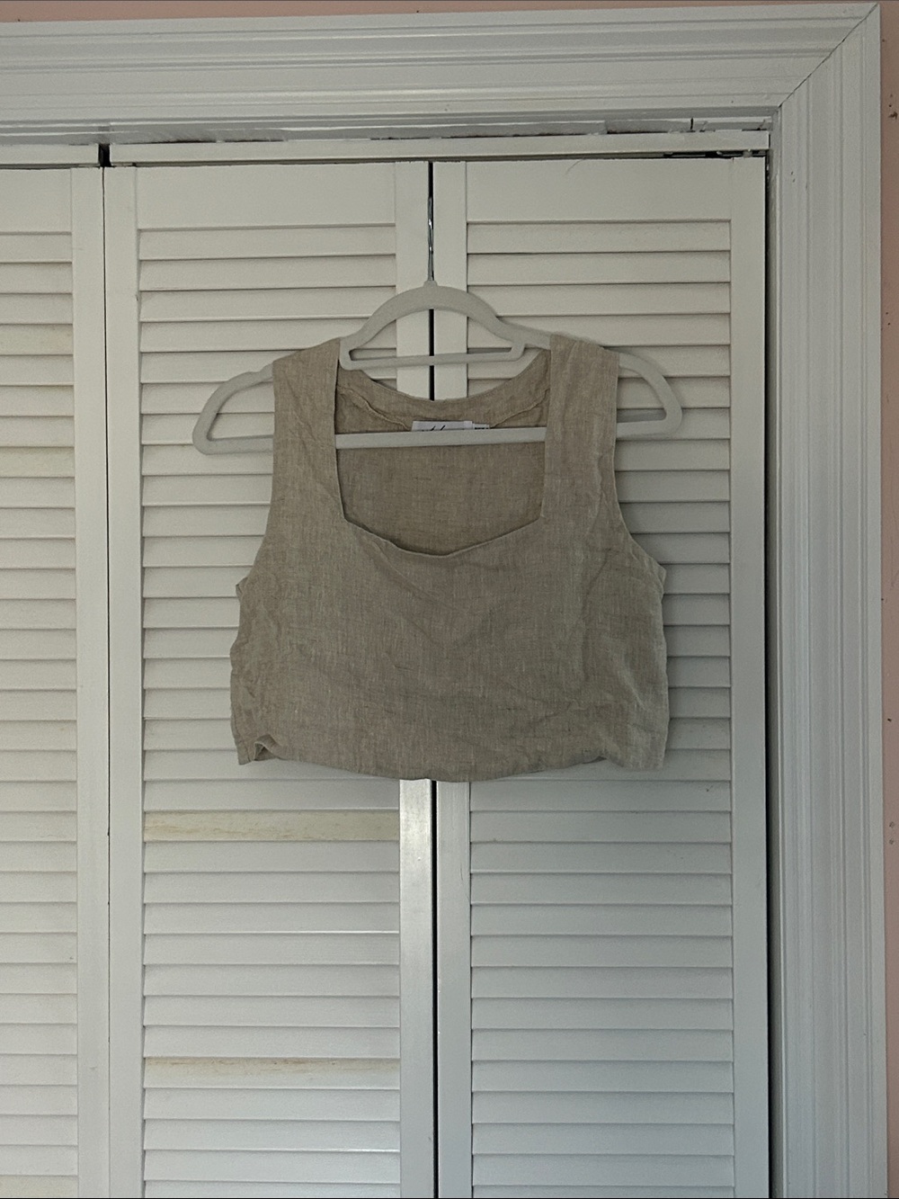 Petal & Pup Beige Linen Square-Neck Crop Top